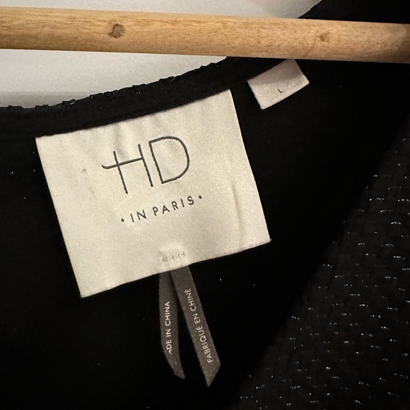 HD in Paris Anthropologie black with silver fleck dress L - Picture 4 of 5